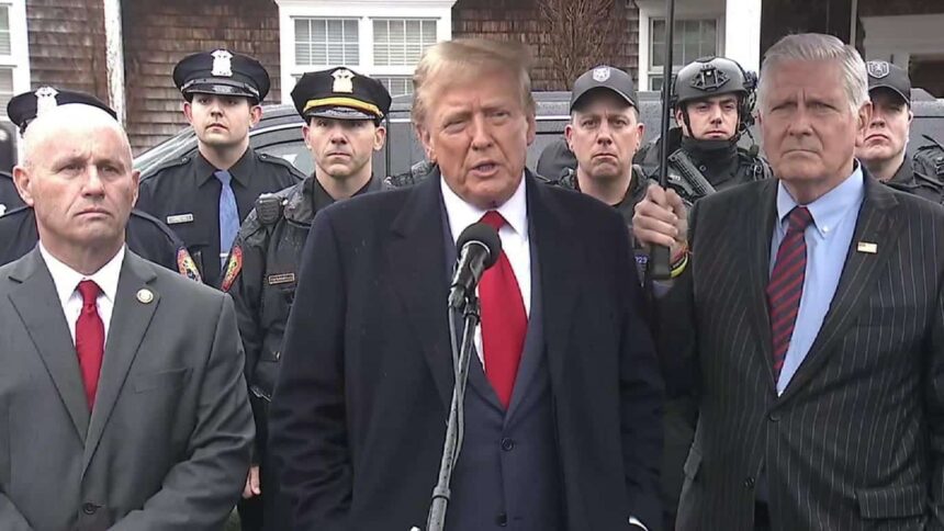 Trump speaking at the wake of slain nypd officer, johnathan diller