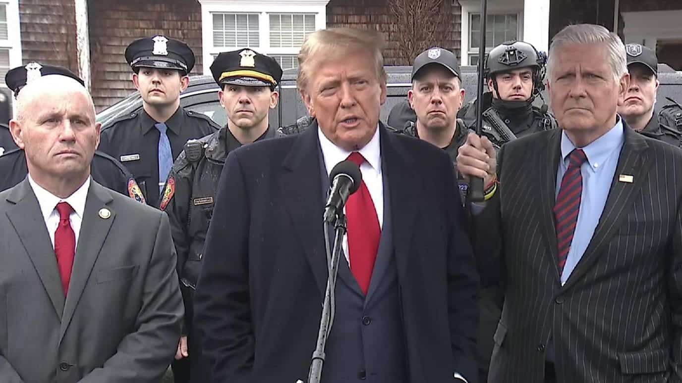 Trump speaking at the wake of slain nypd officer, johnathan diller