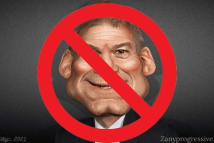 Jim Jordan Caricature with a banned symbol over it