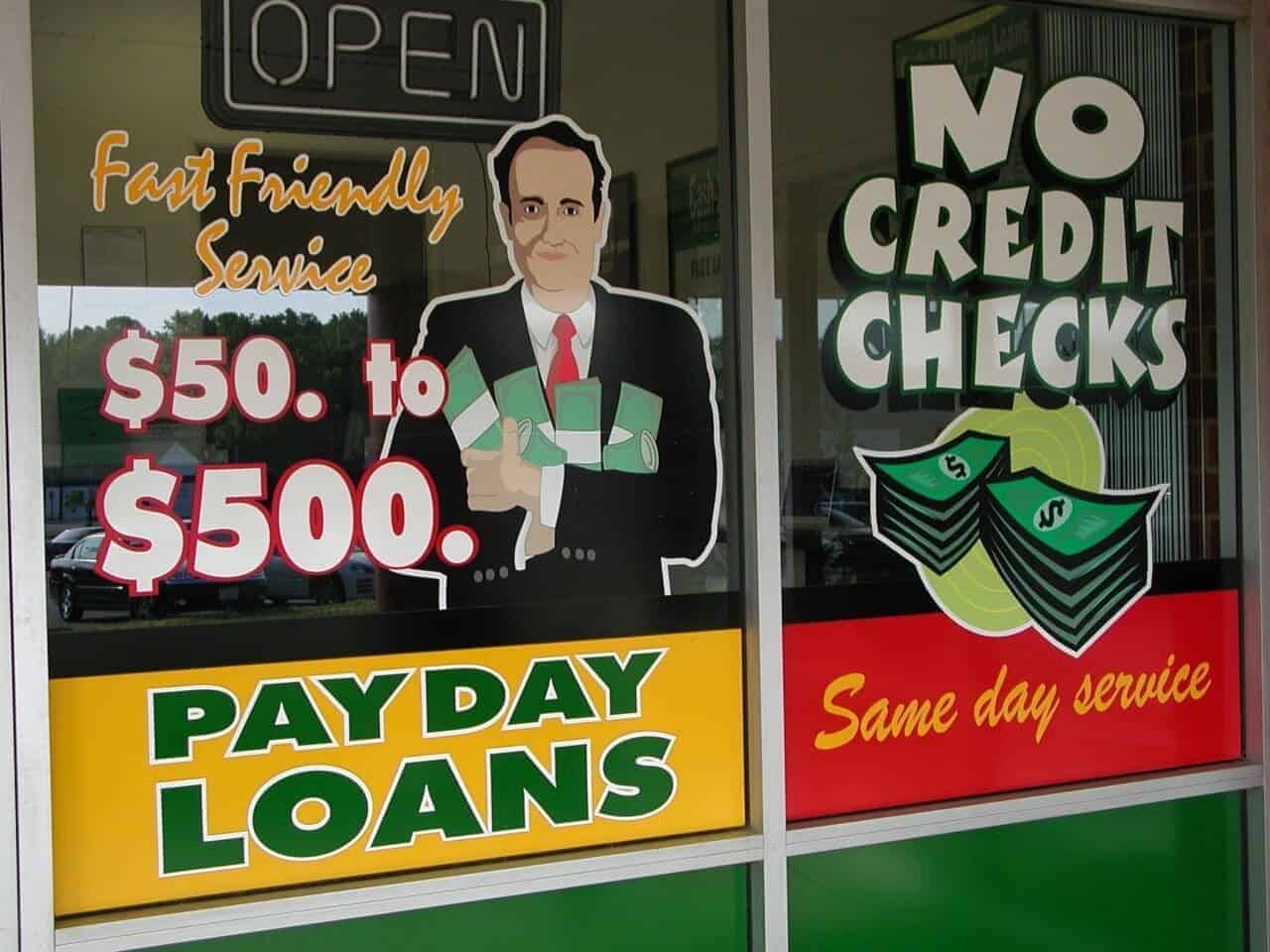 Payday loan business window graphics
