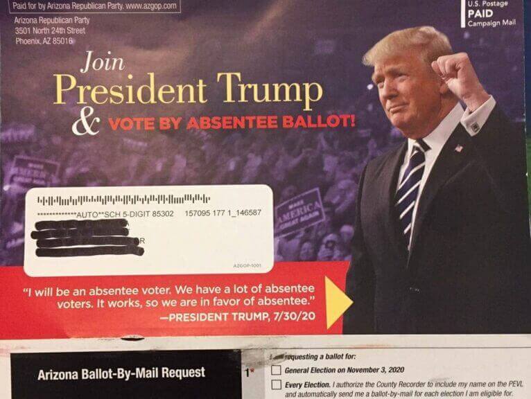 Mailer Arizona voters received from the Trumpcampaign