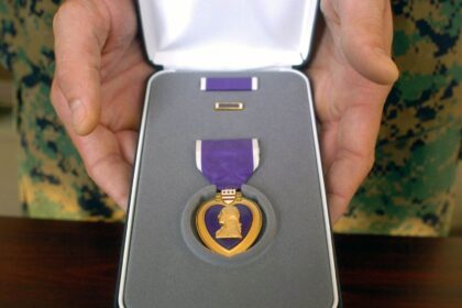 Purple Heart award in the box