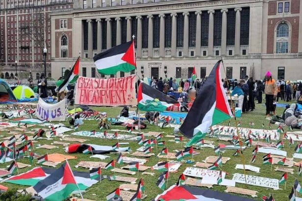 Columbia university campus protest against the war in gaza