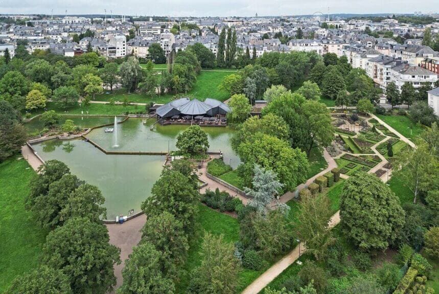 A view of the ground from a drone