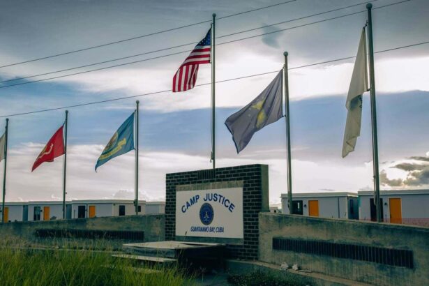 The front entrance of the u. S. Military commission court at guantánamo bay, cuba
