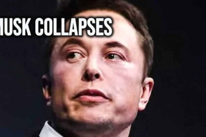 Elon Musk on a black background