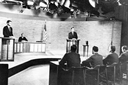 Photo of the second of the four presidential debates held during the 1960 presidential election. This debate took place in Washington D.C. at NBC's WRC-TV studios on October 7, 1960.
