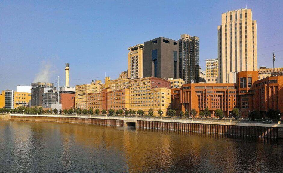 Energy systems: downtown st. Paul minnesota riverfront