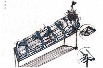 A sketch by Abu Zubaydah depicts the waterboarding he endured in CIA custody.