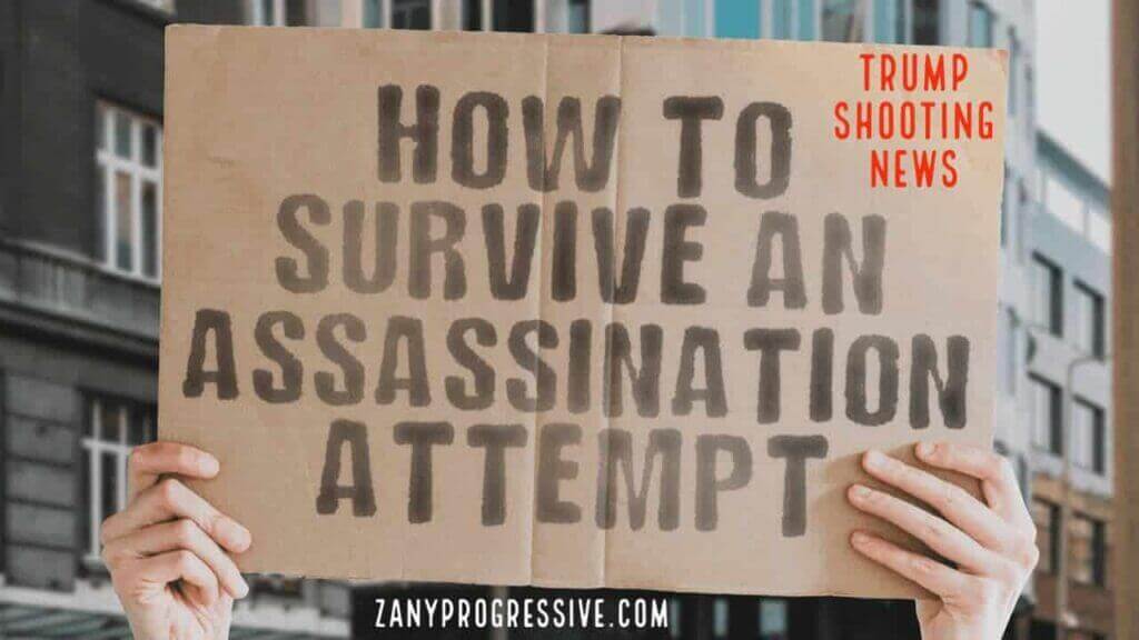 Cardboard sign that says HOW TO SURVIVE AN ASSASSINATION ATTEMPT