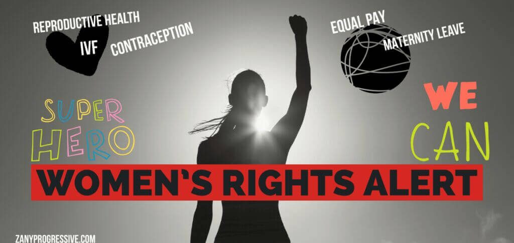Women’s rights alert graphic for news affecting women.