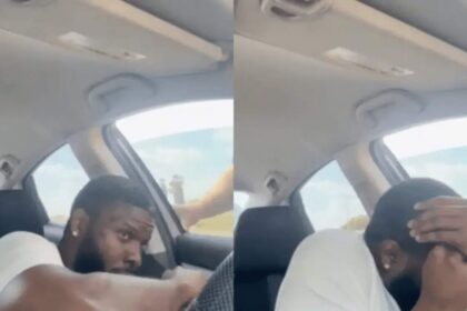 Nicholas Hopkins reacting to a police officer smashing his car window