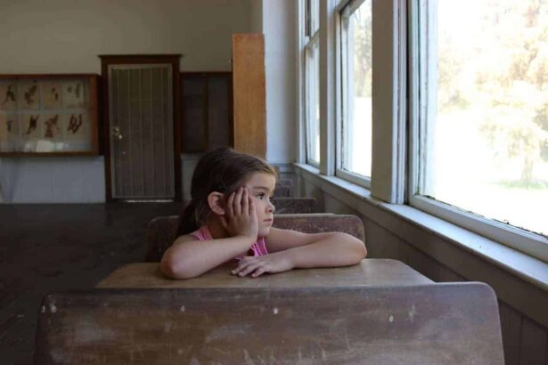 School student sitting at desk