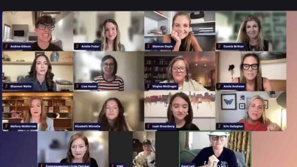 White women for Harris Zoom call screenshot