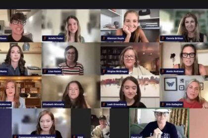 White women for Harris Zoom call screenshot