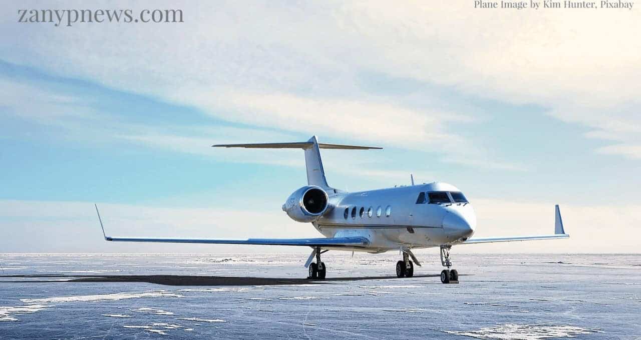 Photo of a jet on a snow-covered runway