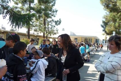 Kamala Harris speaks to students