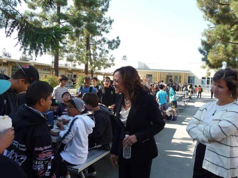 Kamala Harris speaks to students