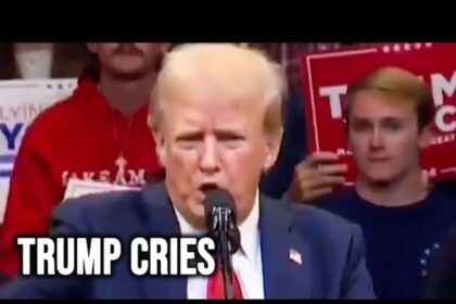 Donald Trump on stage at a rally