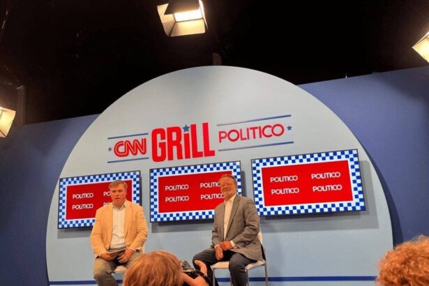 Senator gary peters being interviewed by politico