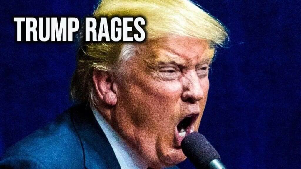 Donald trump screaming into a microphone