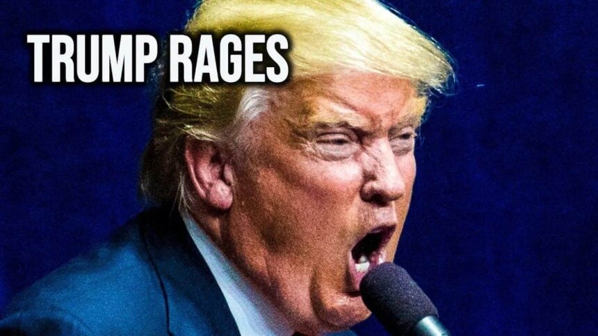 Donald trump screaming into a microphone