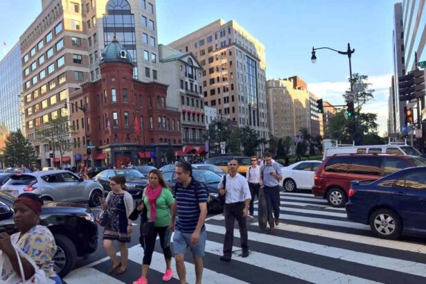 Busy intersection in washington dc