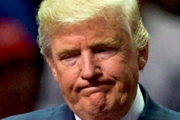 Donald trump with a regretful expression on his face