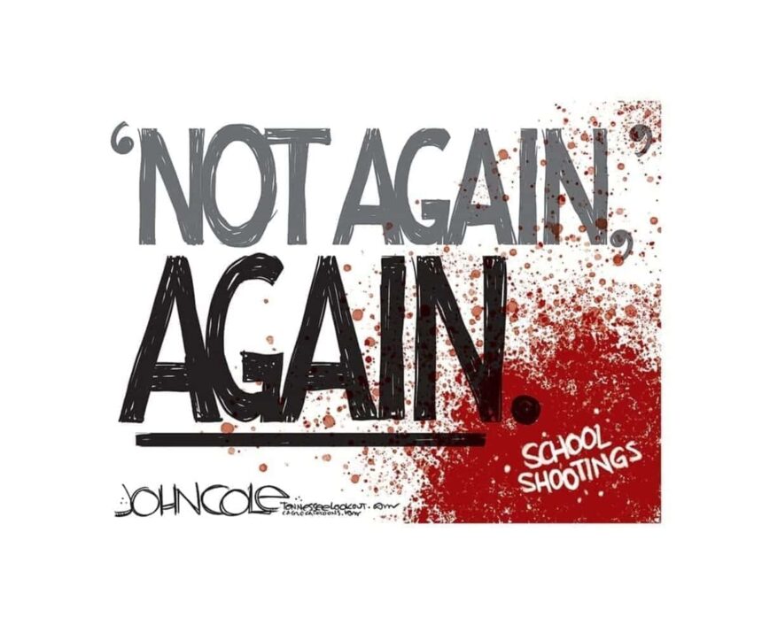 John cole artwork about school shootings occurring too often