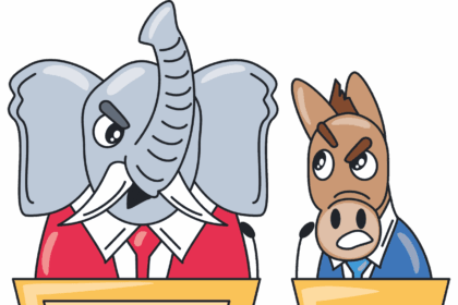 Elephant and donkey debate cartoon