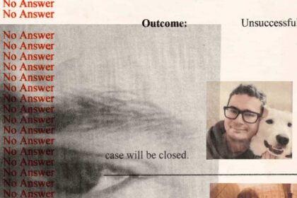 Illustration by Vanessa Saba that includes photos of a man with his dog and his mother holding him as a baby