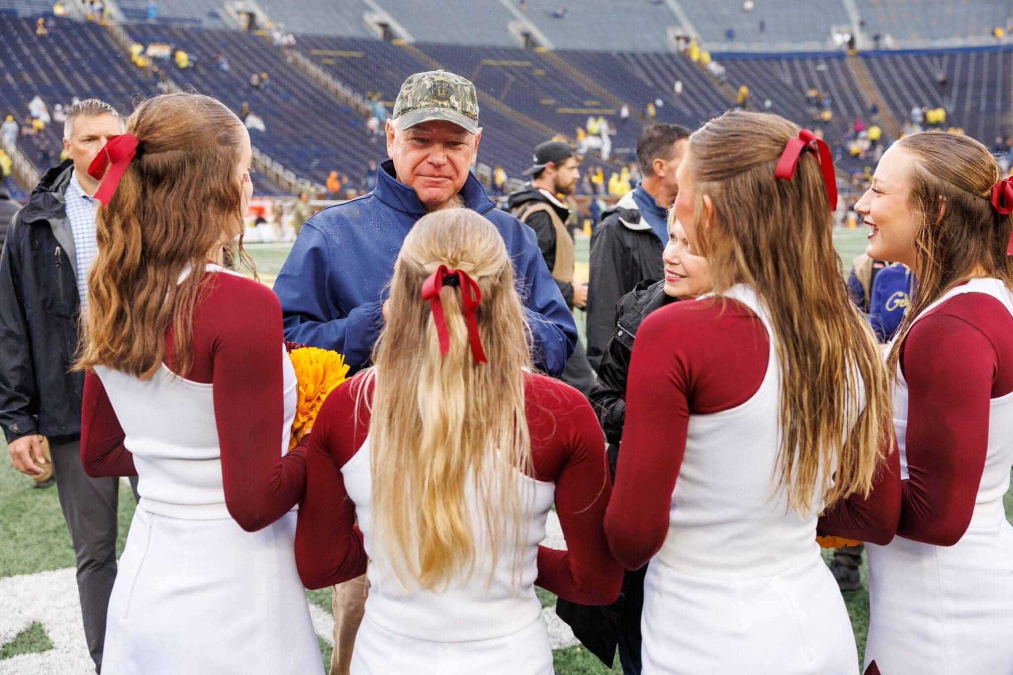 amr 0233 1 scaled 1 scaled Minnesota gov. Tim walz visits the field of michigan stadium in ann arbor, mich. , on sept. 28, 2024. Walz attended the university of michigan vs university of minnesota football game. (photo by andrew roth/michigan advance)