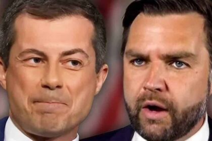 Pete Buttigieg laughing at JD Vance