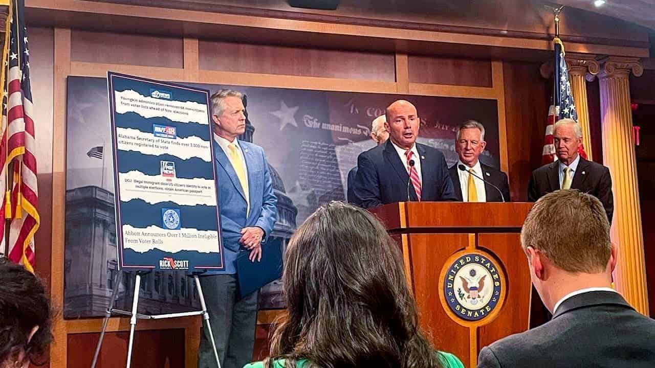 Sen. Mike lee, republican of utah, introduced the senate version of the house’s bill that would require proof of citizenship to register to vote in federal elections.