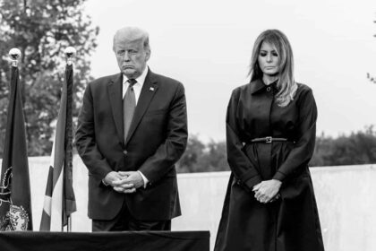 President Donald Trump and Melania at a 9/11 event.