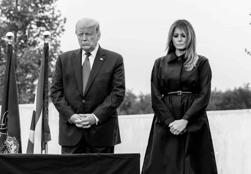 President donald trump and melania at a 9/11 event.
