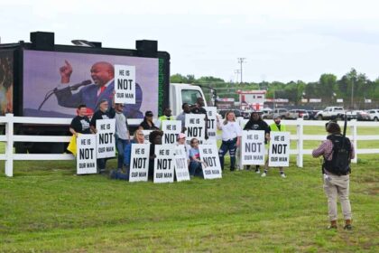 Protest against Republican candidate for governor of North Carolina Mark Robinson