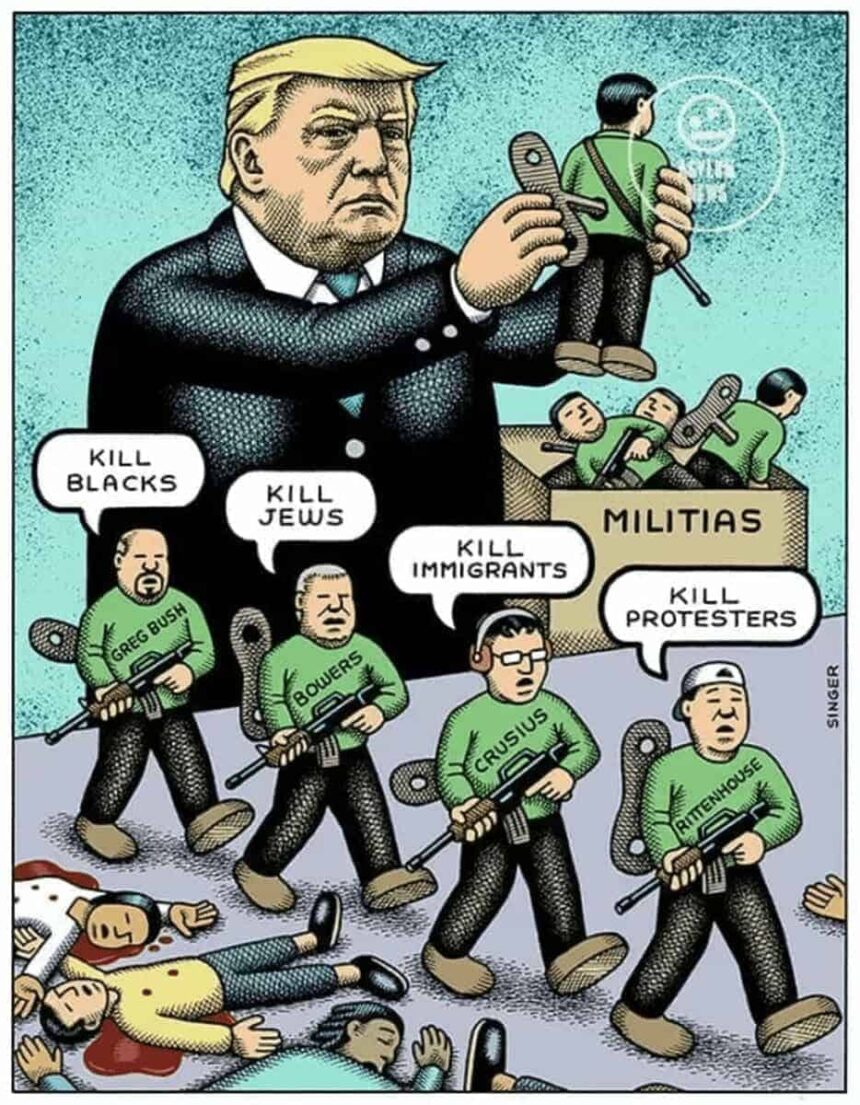 Donald trump winds up his little soldiers to kill the “others”