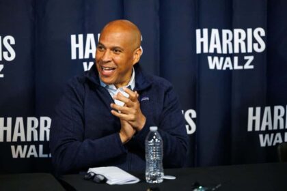 U.S. Sen. Cory Booker (D-N.J.) participates in a roundtable with small business owners in Flint, Mich., on Sept. 20, 2024.