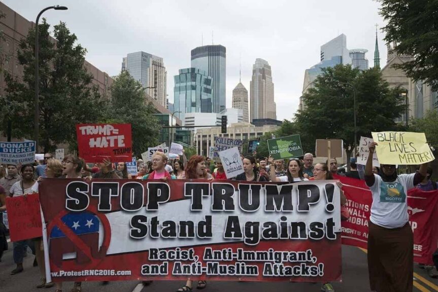 Authoritarian protest against trump’s racist-anti-immigrant commentary