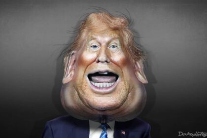 Caricature of Donald Trump with a fat face