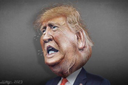 Caricature of Donald Trump emotional