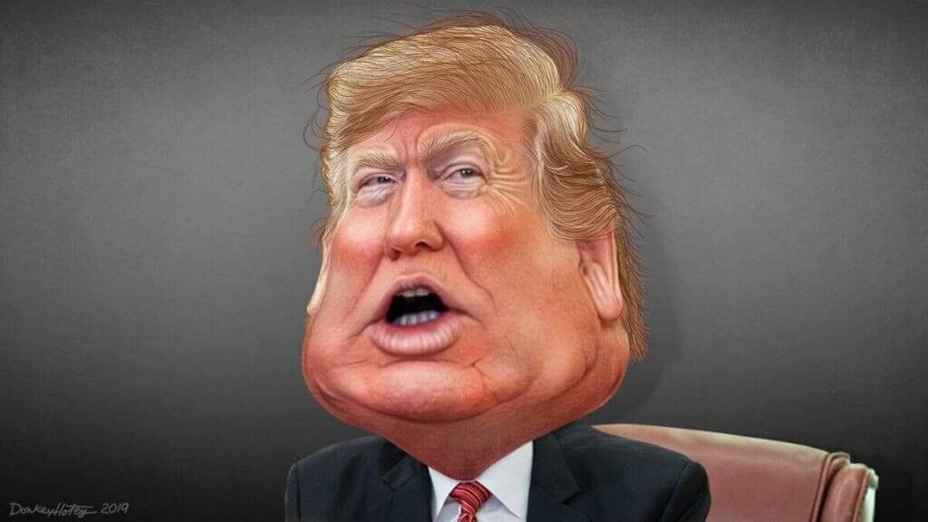 Caricature of donald trump speaking