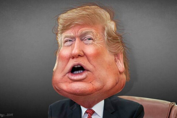 Caricature of donald trump speaking
