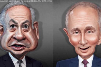 Caricatures of Putin and Netanyahu