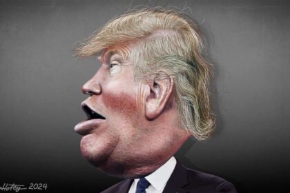 Donald Trump caricature from the side