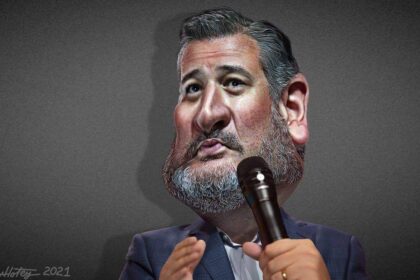 Caricature of Ted Cruz with a beard