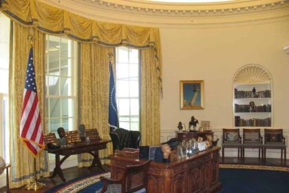 The desk in the Oval Office at the White House.