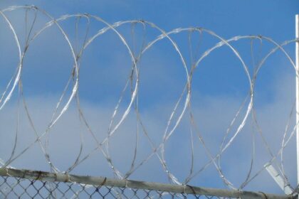 Concertina wire surrounding a prison in Kincheloe, M