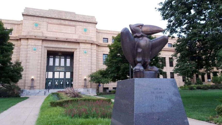 Strong hall at the university of kansas on august 22, 2020.
